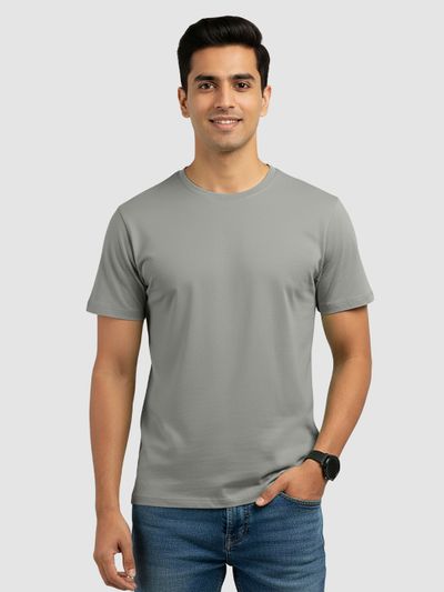 Space Grey Plain T-Shirt 2.0 trendy mens solid t shirts for men online,