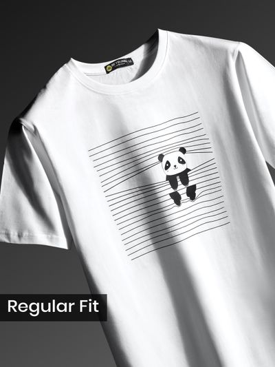 Peeping Panda Printed T-shirt for Men Mens T Shirts,