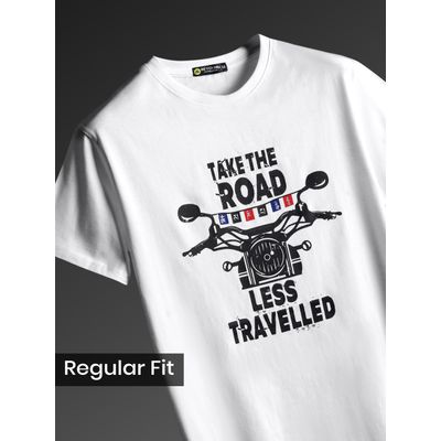 Take The Road Less Travelled T-shirt for Men Cotton White T Shirt,