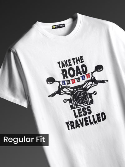 Take The Road Less Travelled T-shirt for Men Cotton White T Shirt,