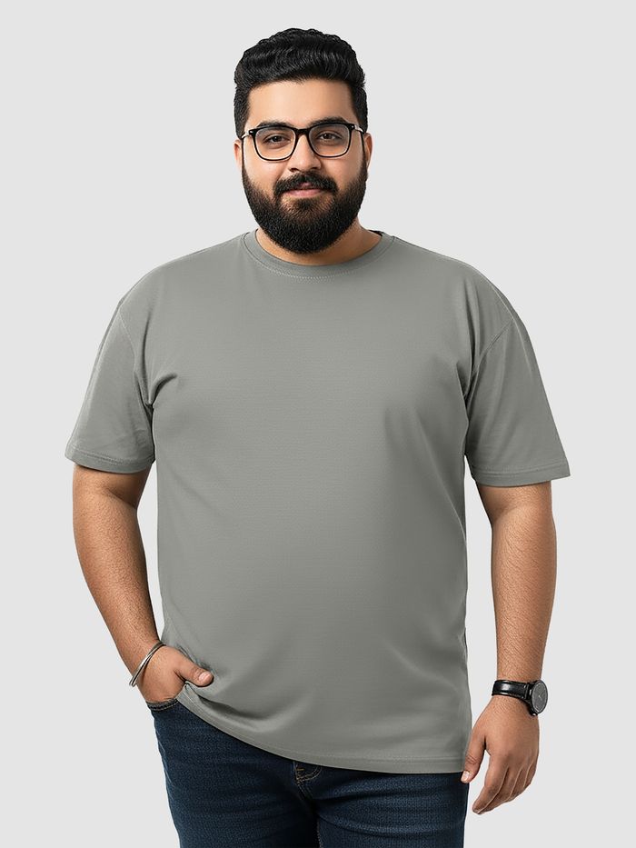 Buy Plain Space Grey Plus Size T-Shirt Online India - Beyoung
