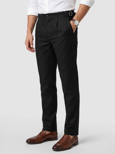 Black Side-Adjuster Cotton Slub Trousers