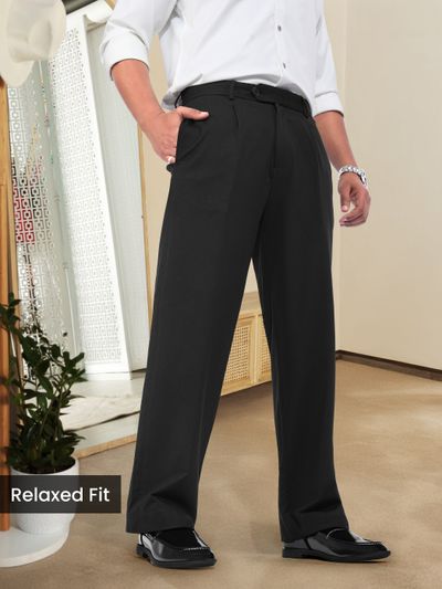 Black Solid Korean Pants