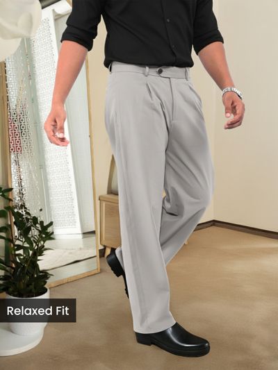 Elephant Grey Solid Korean Pants