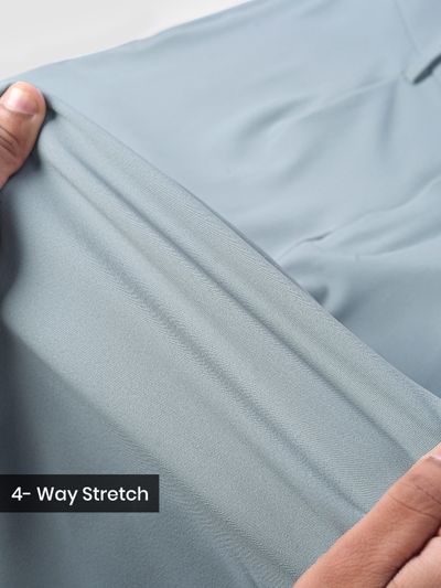 Stone Blue Solid Korean Pants