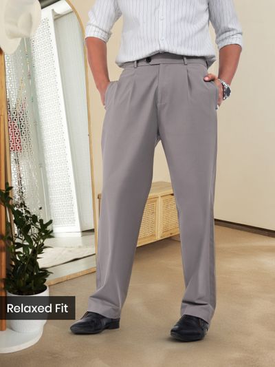 Stone Grey Relaxed Fit Stretch Korean Pants Stone Grey Relaxed Fit Stretch Korean Pants