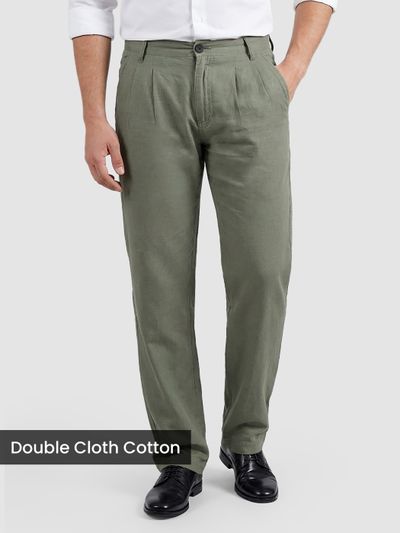 Sage Green Double Cloth Cotton Pants 