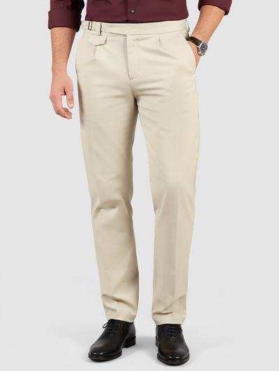 Beige Stretch Gurkha Pants 