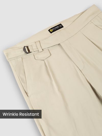 Beige Stretch Gurkha Pants 
