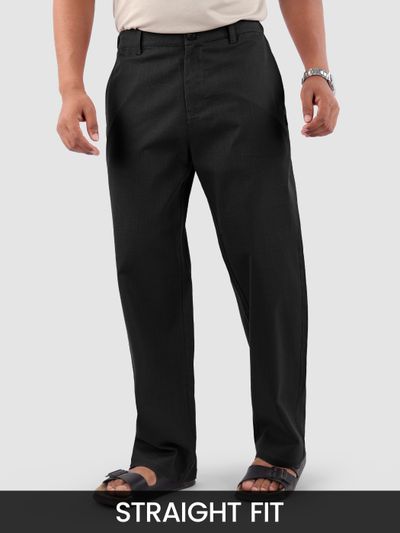 Black Cotton Lycra Slub Trousers Black Cotton Lycra Slub Trousers