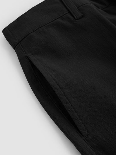 Black Cotton Lycra Slub Trousers Black Cotton Lycra Slub Trousers