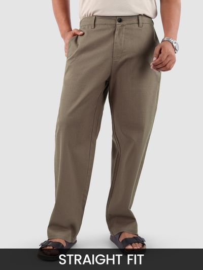 Light Brown Cotton Lycra Slub Trousers Light Brown Cotton Lycra Slub Trousers