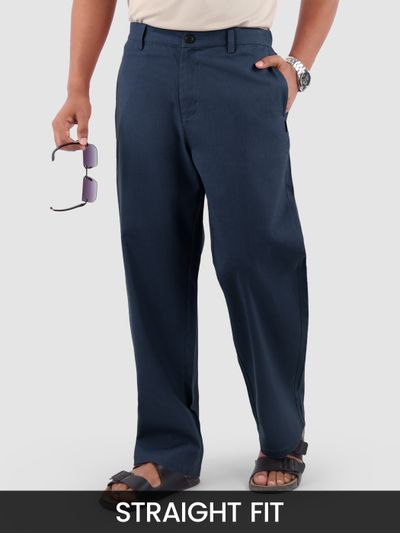 Navy Cotton Lycra Slub Trousers Navy Cotton Lycra Slub Trousers