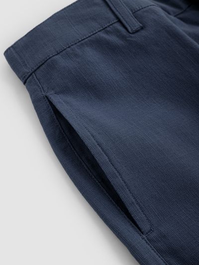 Navy Cotton Lycra Slub Trousers Navy Cotton Lycra Slub Trousers