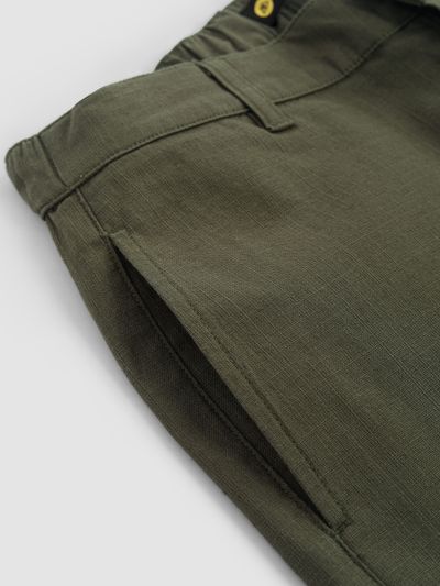 Olive Cotton Lycra Slub Trousers Olive Cotton Lycra Slub Trousers