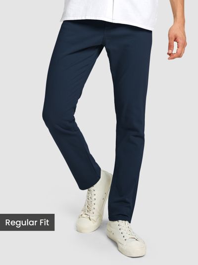 Dark Blue Regular-fit Trousers Blue Regular-fit Chino Pants