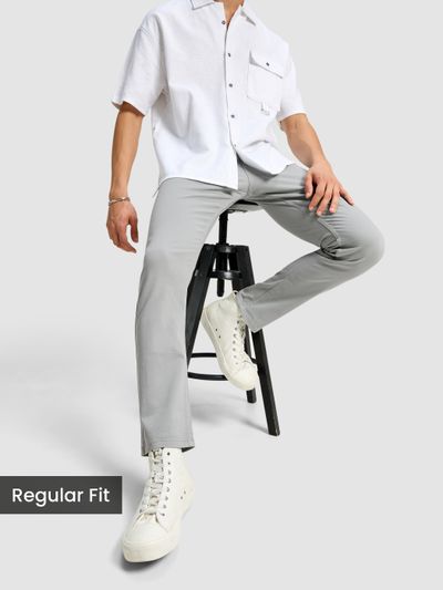 Elephant Grey Regular-fit Trousers Grey Regular-fit Chino Pants