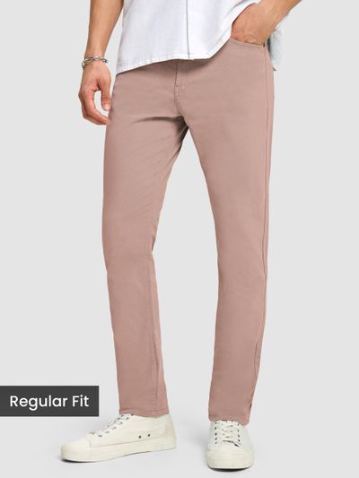 Pink Regular-fit Chinos for men