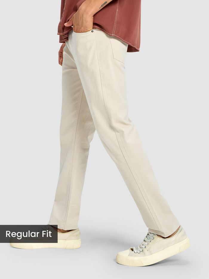 Buy Off White Regular-fit Chino Pants Online in India at Beyoung