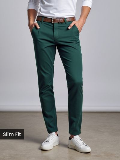 Green Slim-fit chinos for men