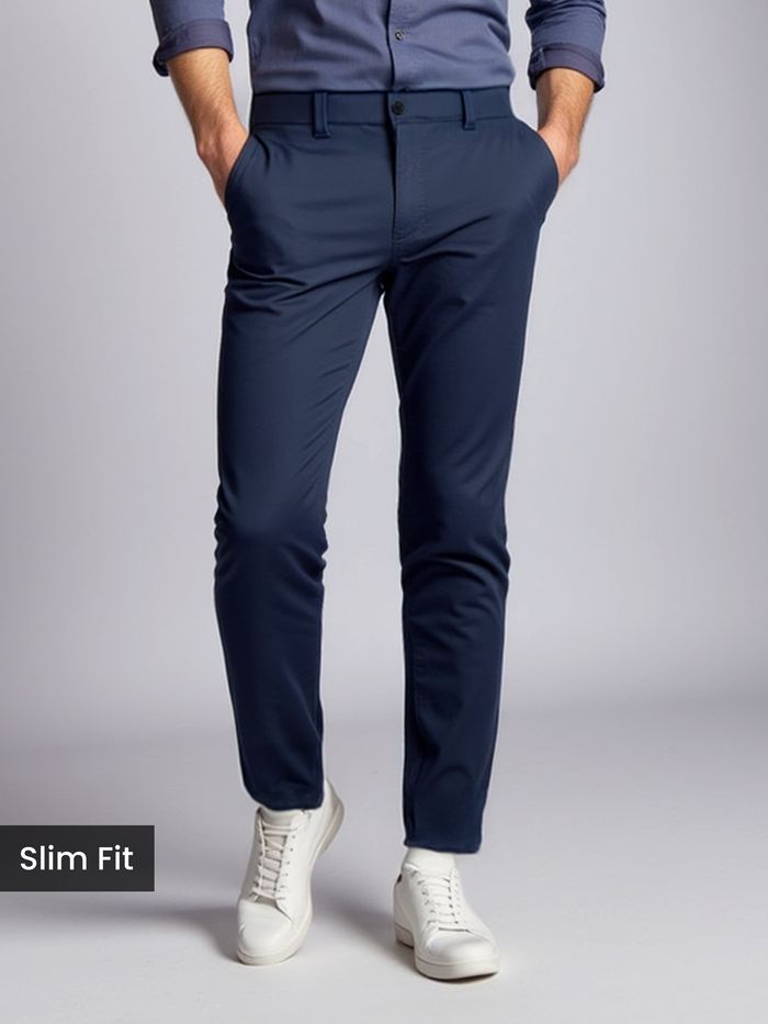 Midnight Blue Slim-Fit Trousers