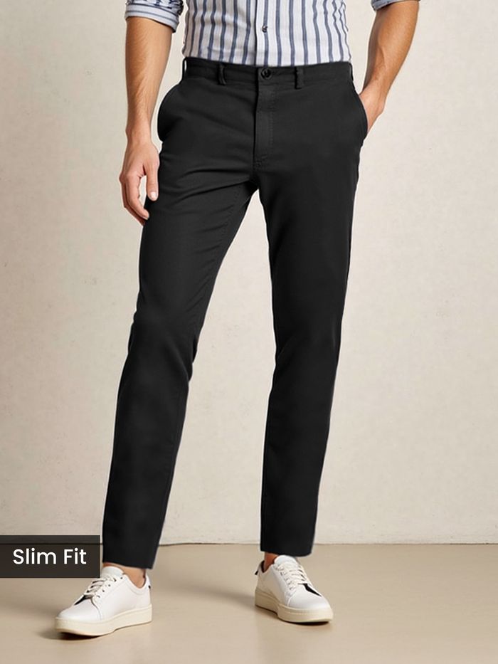 Black slim-fit Chinos for men 