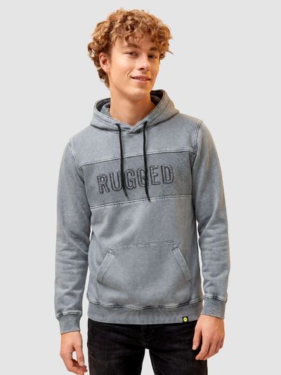 Light Grey Rugged Acid Wash Hoodie