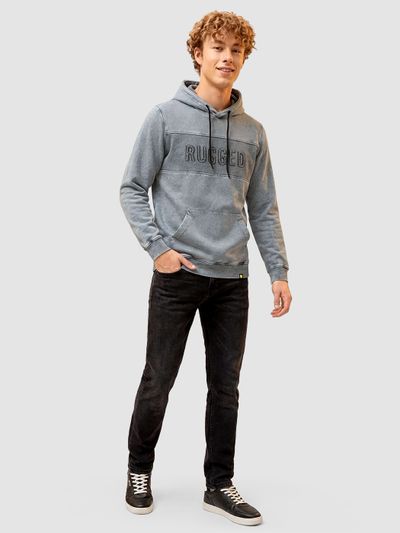 Light Grey Rugged Acid Wash Hoodie