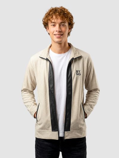 Cream Contrast Zipper Jacket