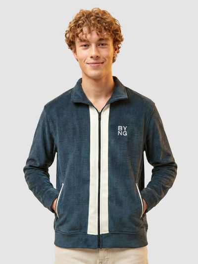 Dark Teal Contrast Zipper Jacket