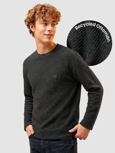 Melange Black Oversized Ottoman Sweatshirt