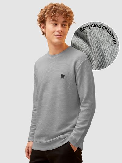 Melange Grey Recycled Yarn Oversized Sweatshirt Light Grey Oversized Ottoman Sweatshirt