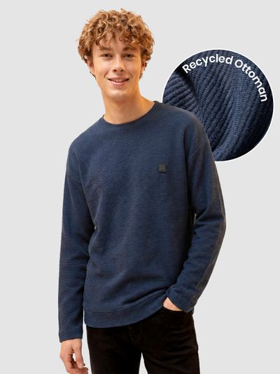 Navy Recycled Yarn Oversized Sweatshirt Navy Oversized Ottoman Sweatshirt