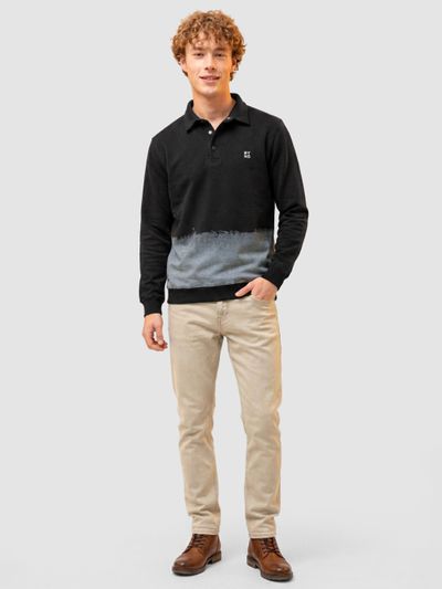 Black Ombre Print Polo Sweatshirt Black Ombre Print Polo Sweatshirt