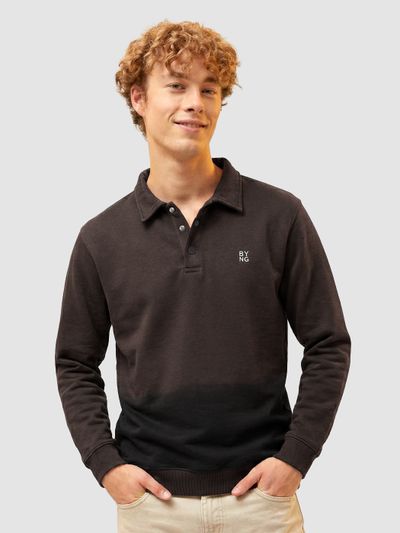 Brown Ombre Print Polo Sweatshirt Brown Ombre Print Polo Sweatshirt