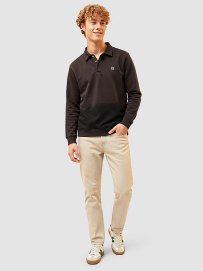 Brown Ombre Print Polo Sweatshirt Brown Ombre Print Polo Sweatshirt