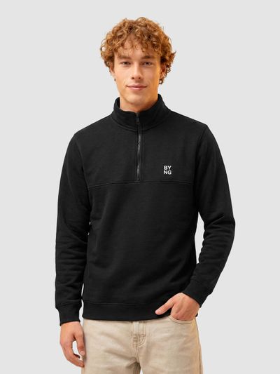 Black High Neck Zipper Sweatshirt Black High Neck Zipper Sweatshirt