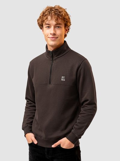 Brown High Neck Zipper Sweatshirt Brown High Neck Zipper Sweatshirt