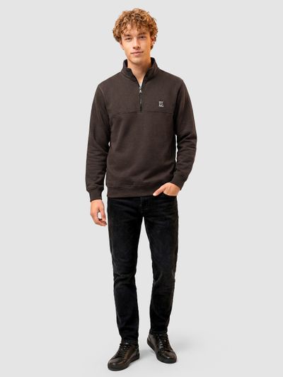 Brown High Neck Zipper Sweatshirt Brown High Neck Zipper Sweatshirt