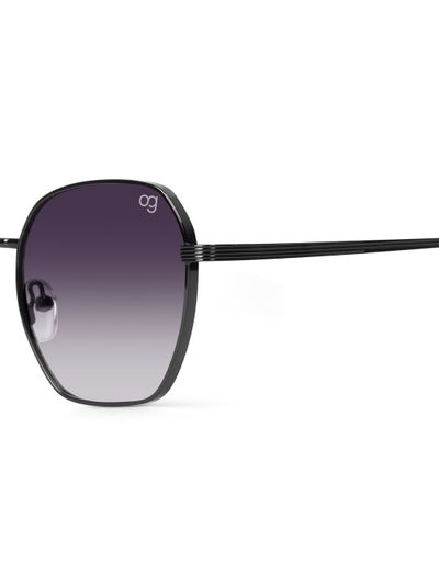 Buy Glitzigon Gradient Black Hexagonal Sunglasses