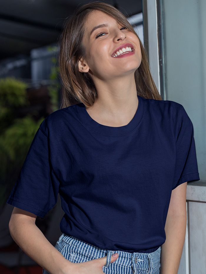 Navy Blue Womens Plain T shirt