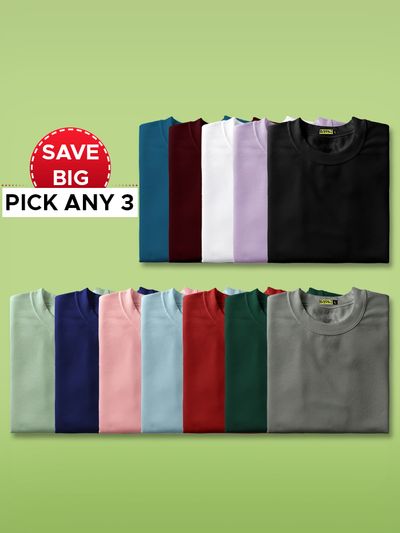 Pick Any 3- Womens Plain T-shirt Combo Plain T-shirts for Women Online,
