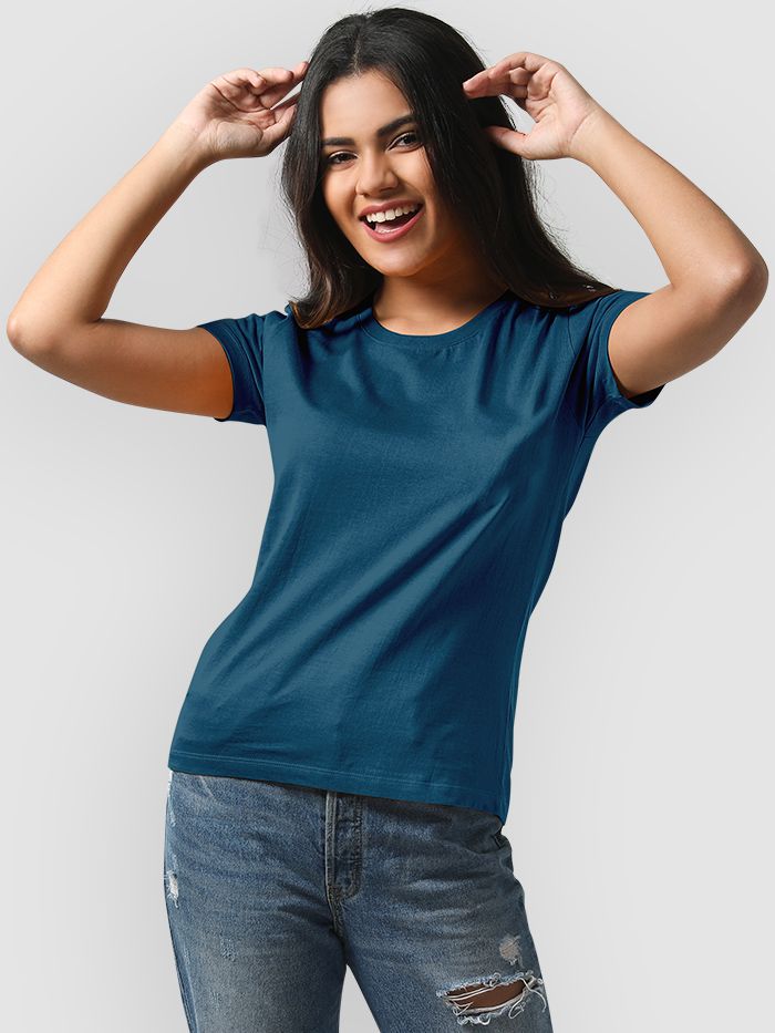 Teal blue t shirt women's new arrivals