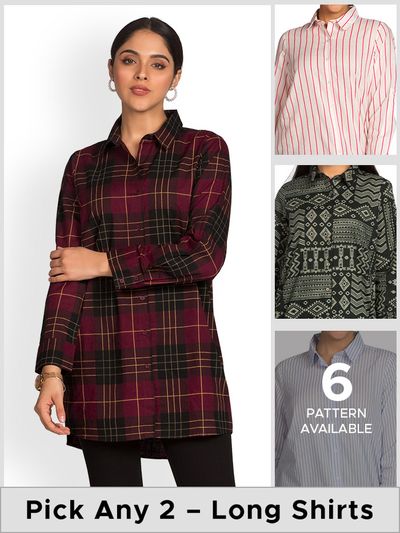 Buy Pick Any 2 - Women Long Shirts Combo Online in India -Beyoung
