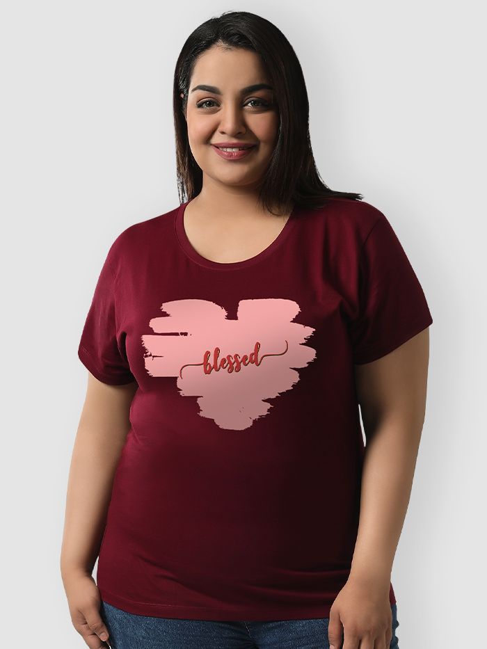 Buy Plain Burgundy Womens Plus Size T-Shirt Online India - Beyoung