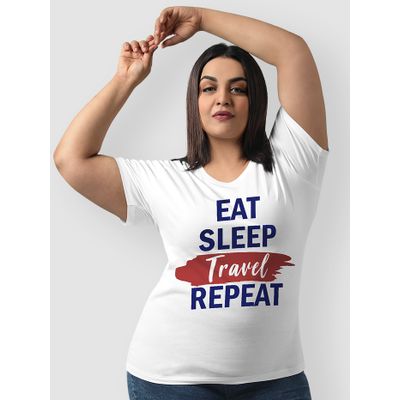 Eat Sleep Travel Repeat Women Plus Size T-shirt Eat Sleep Travel Repeat Women Plus Size White T-shirt,