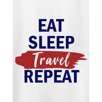 Eat Sleep Travel Repeat Women Plus Size T-shirt  Women Plus Size White T shirts