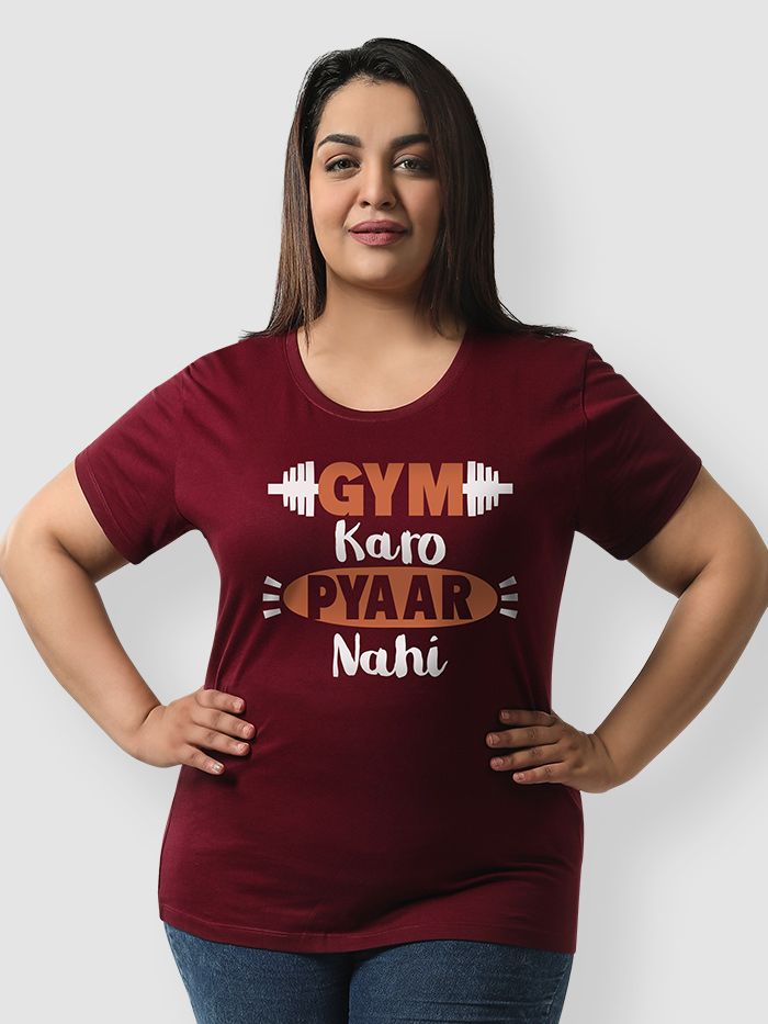 Gym Karo Pyaar Nahi Plus Size T-shirt Online in India -Beyoung