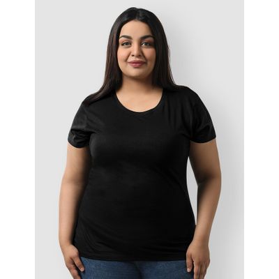 Plain Black Women's Plus Size T-shirt Plain Black ladies plus size tops
