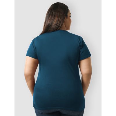 Plain Teal Blue Women's Plus Size T-shirt